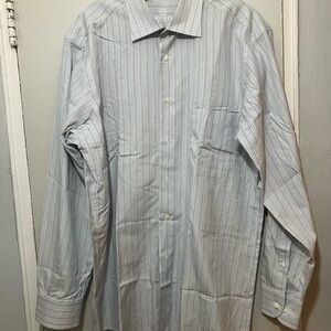 Elegant Light  All Cotton Blue Striped Dress Shirt from Italy 🇮🇹🥰